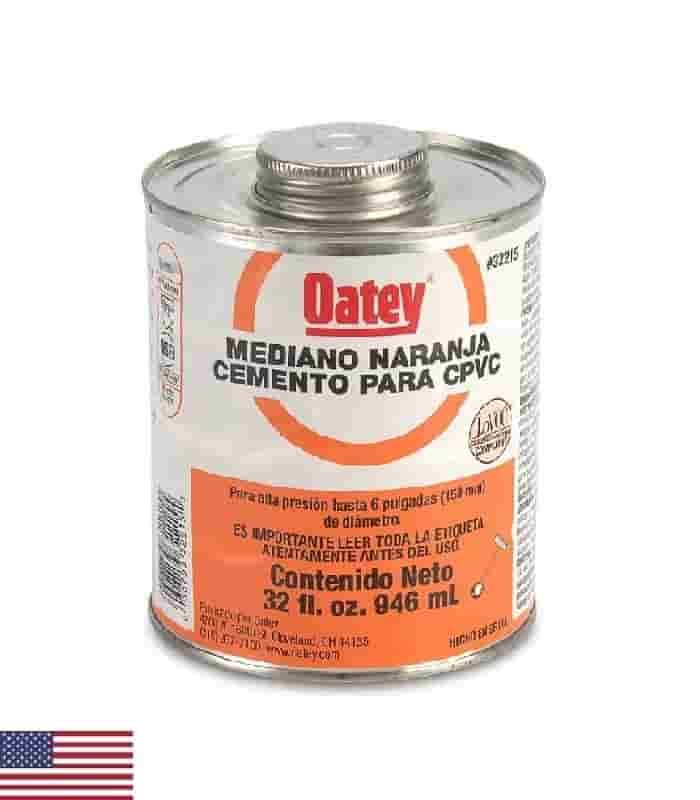 Pegamento mediano CPVC 32onz ~ 0,946Lt. ~ 1/4gal. - naranja