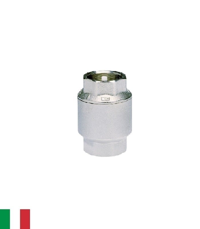 Válvula de retención «check» para agua CIMM 30 – de resorte en latón – Ø 0.5″ rosca interior - PN20~300psi – temp: -10° a 110°C – empaque NBR (caucho de nitrilo)