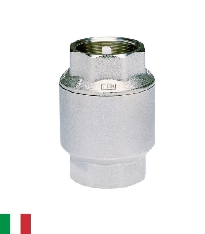 Válvula de retención «check» para agua CIMM 30 – de resorte en latón – Ø 1.5″ rosca interior - PN20~300psi – temp: -10° a 110°C – empaque NBR (caucho de nitrilo)