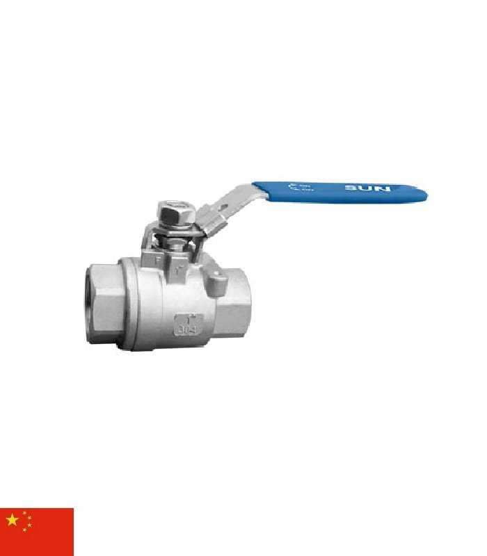 Válvula esférica para agua – acero inoxidable 304SS~CF8 – Ø 1.25″ rosca interior - PN25~363psi (agua) – temp: 150°C@150psi - (RPTFE) asiento de teflón reforzado – con seguro